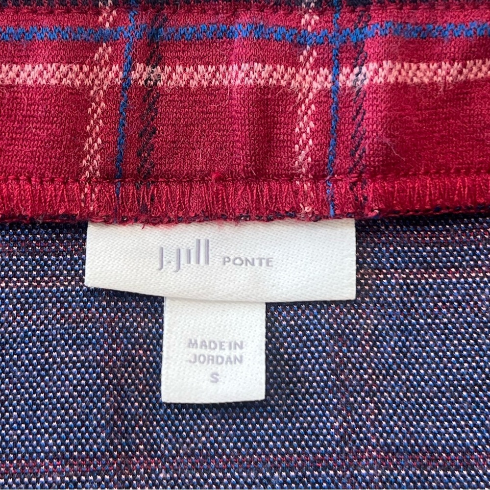 J. Jill Ponte Mini Skirt Red Plaid Small S - Picture 8 of 17